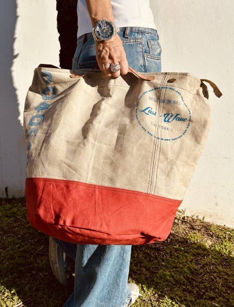 Oversize Vintage Red Canvas Bag