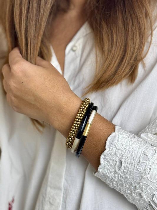 Handmade Buffalo Horn Bangle - Multicolor Black Gold