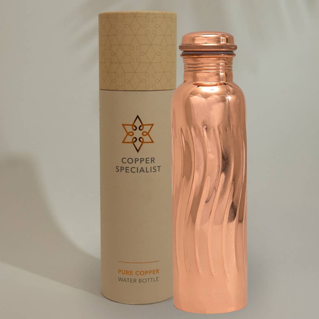 Pure Copper Water Bottle, Smooth Wave