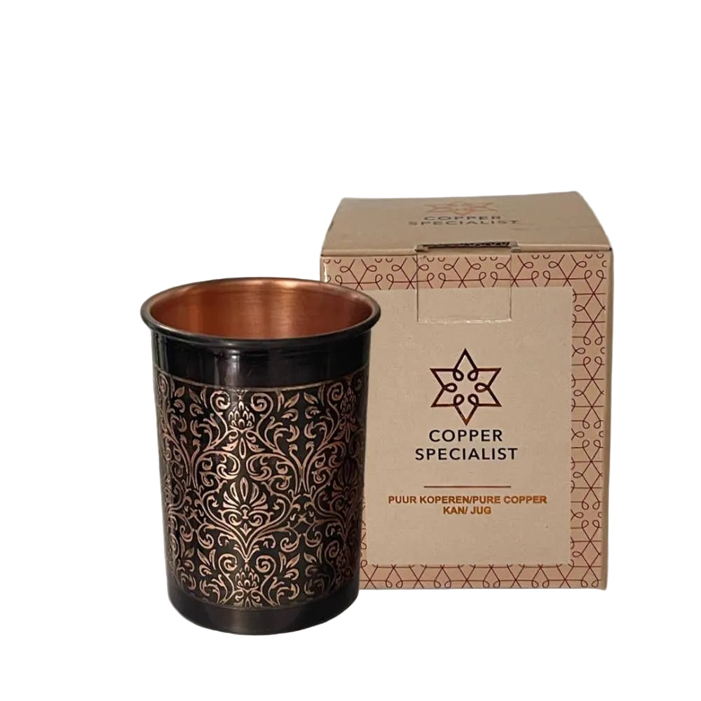 Pure copper cup, antique etched – 300 ml