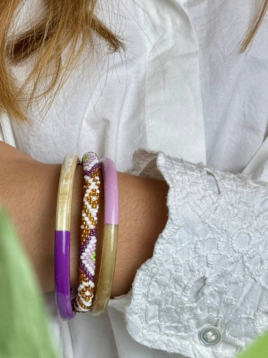 Handmade Buffalo Horn Bangle - Aubergine