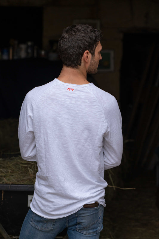 White Crew Neck Longsleeve Men by Mara