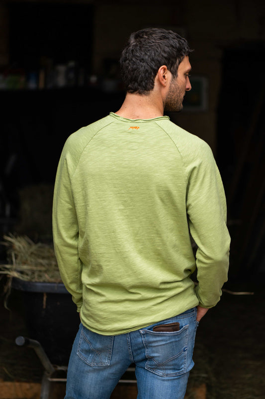 Green Crew Neck Longsleeve Men by Mara