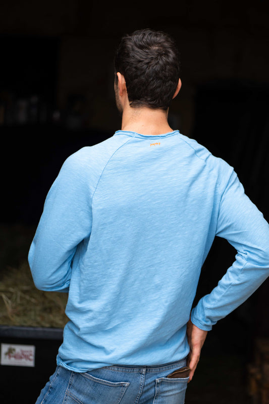 Blue Crew Neck Longsleeve Men by Mara