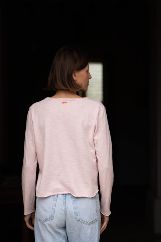 Pink V-Neck Longsleeve Top by Mara