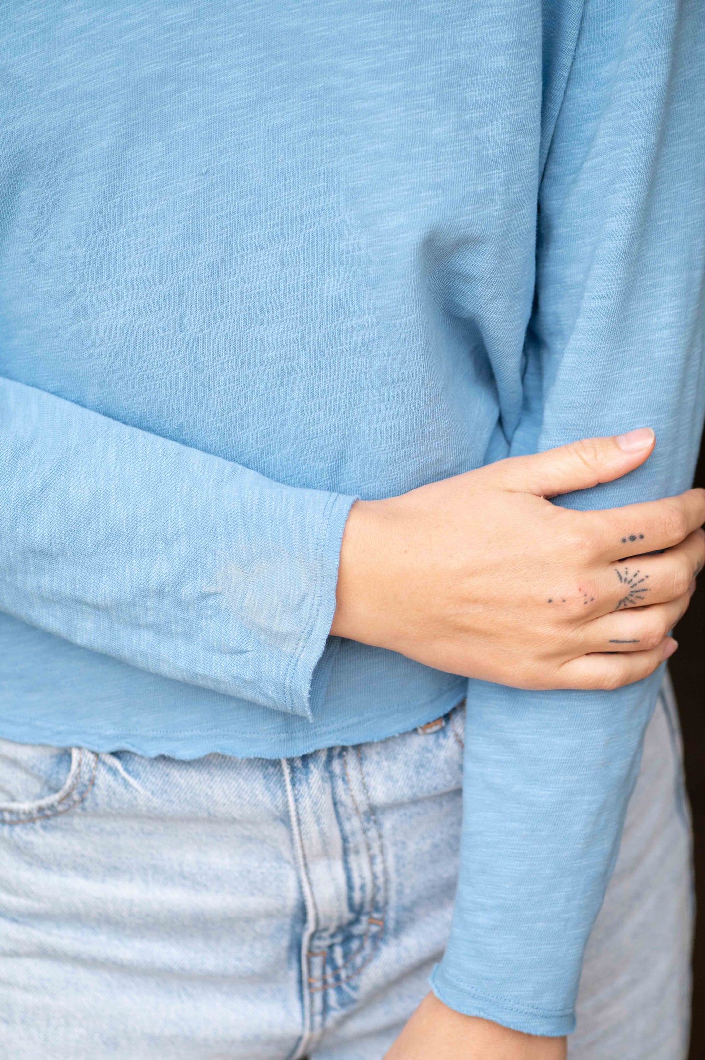 Blue V-Neck Longsleeve Top by Mara