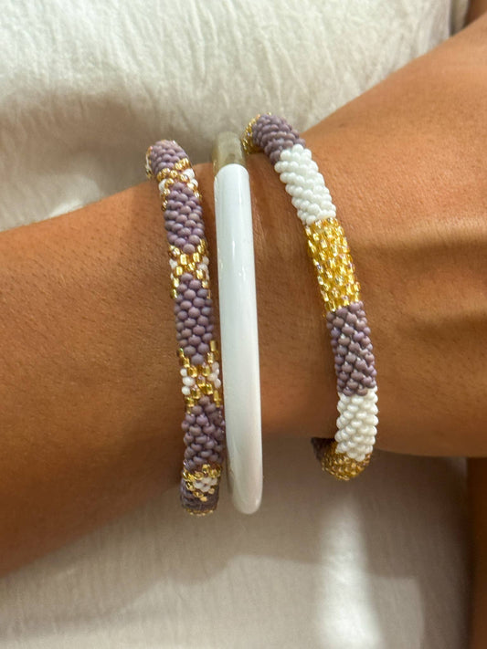 Handcrafted Mauve Beaded Bracelet