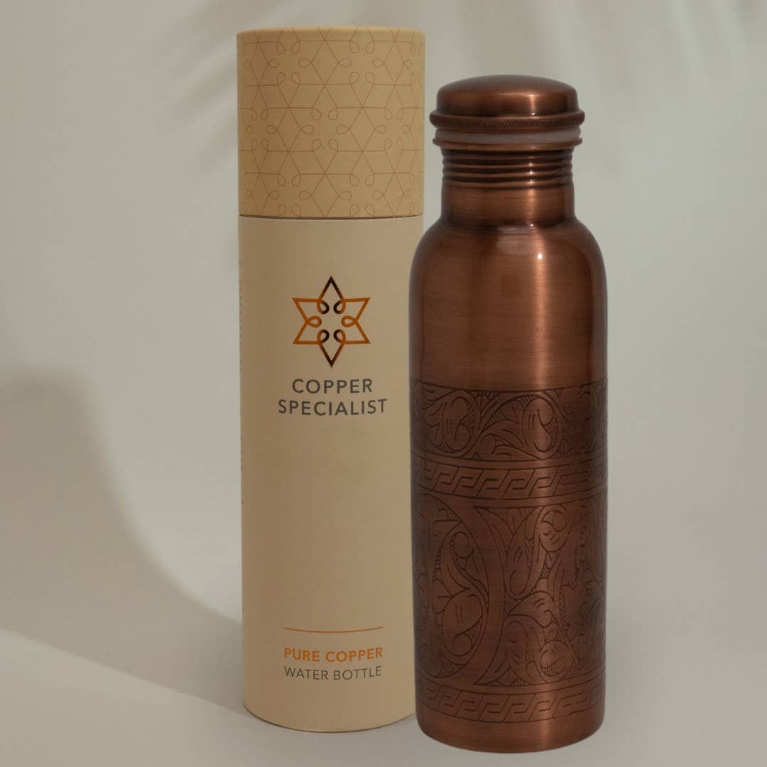 Pure Copper Water Bottle, Engraved