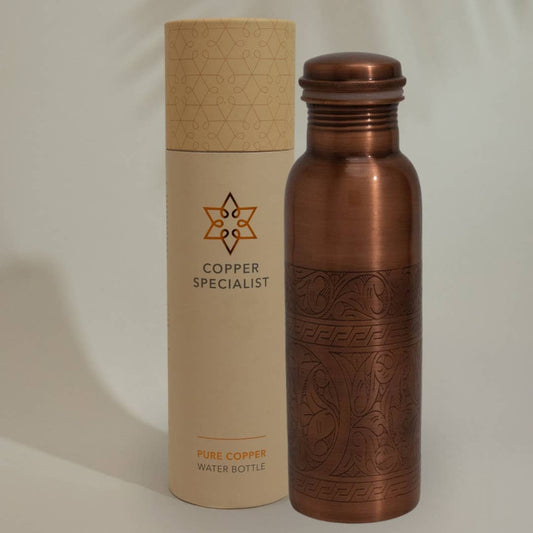Pure Copper Water Bottle, Engraved