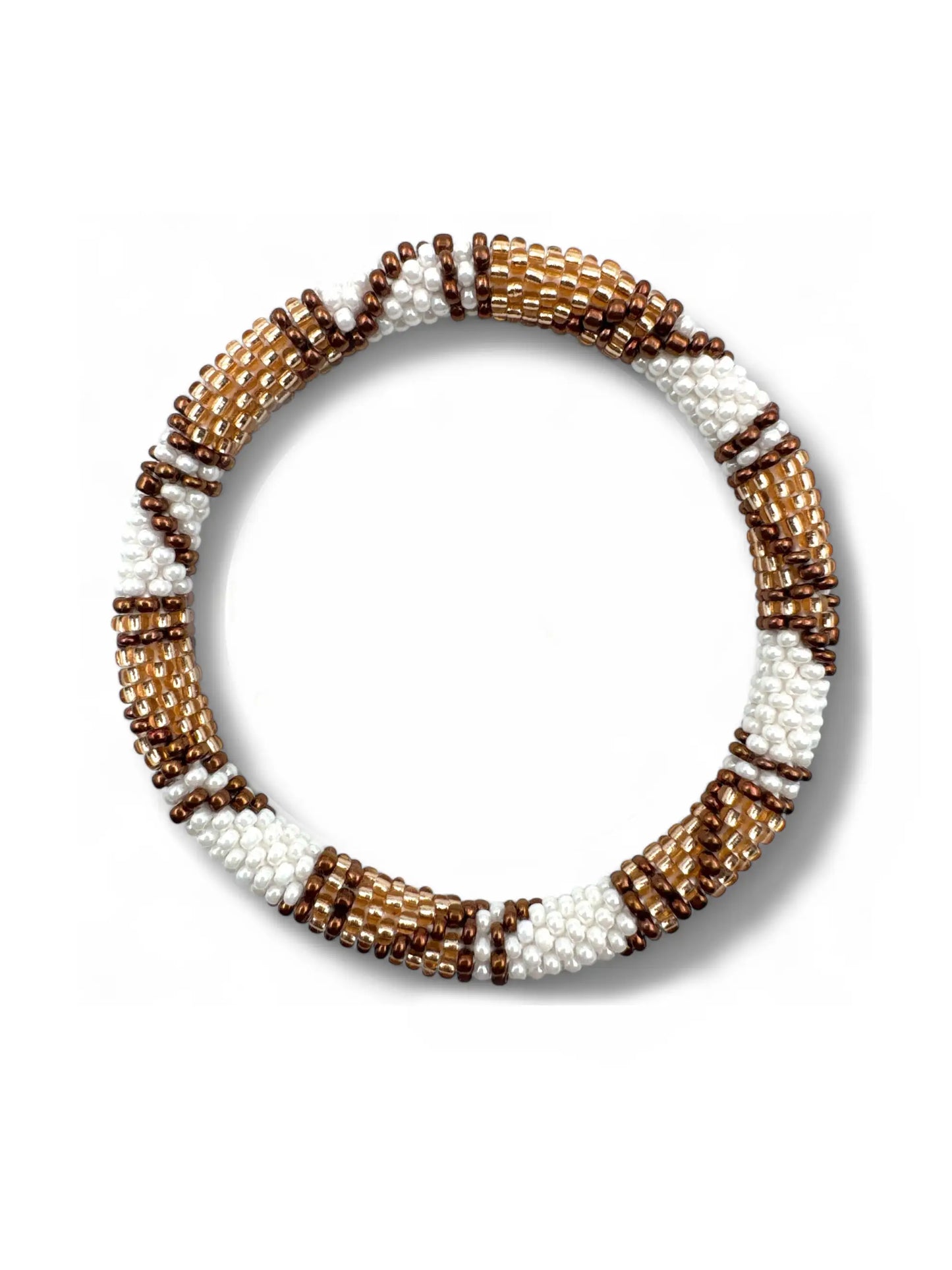 Handcrafted Brown & White Beaded Bracelet