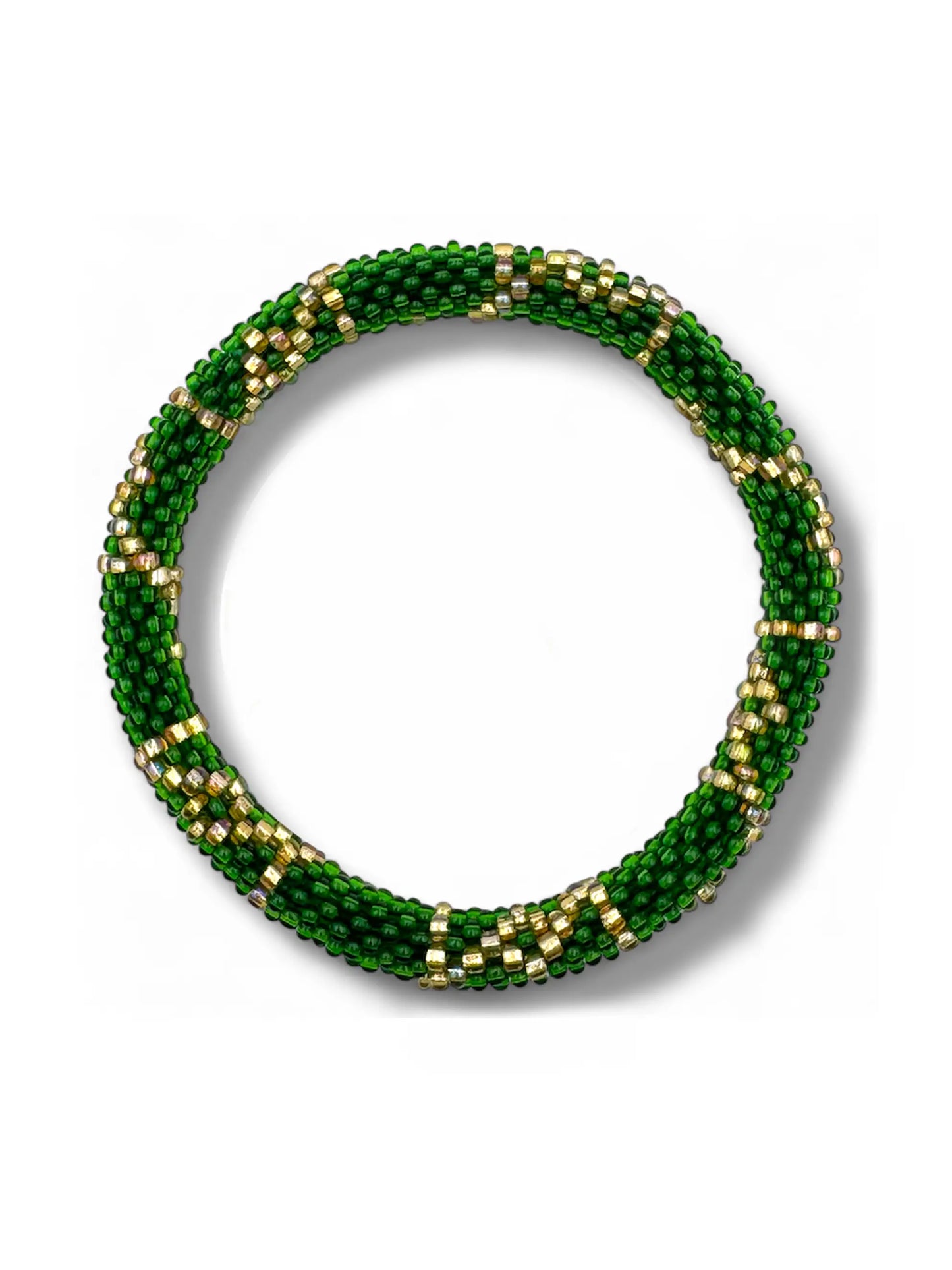 Handcrafted Green and Gold Beaded Bracelet