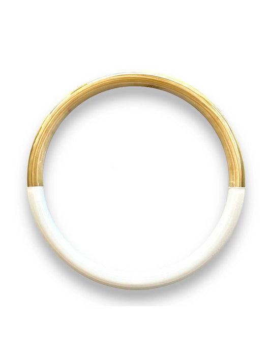Handmade Buffalo Horn Bangle - White Gold
