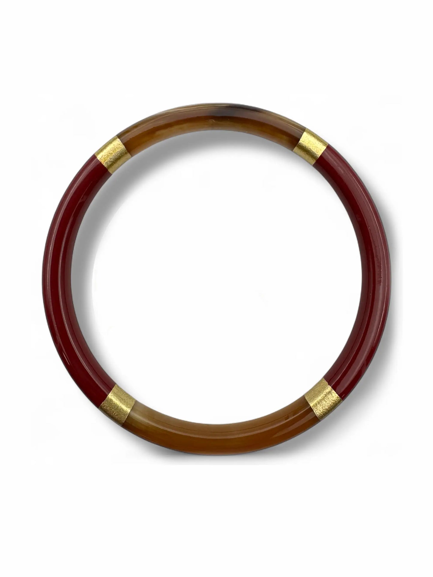 Handmade Buffalo Horn Bangle - Brown, Bordeaux & Gold