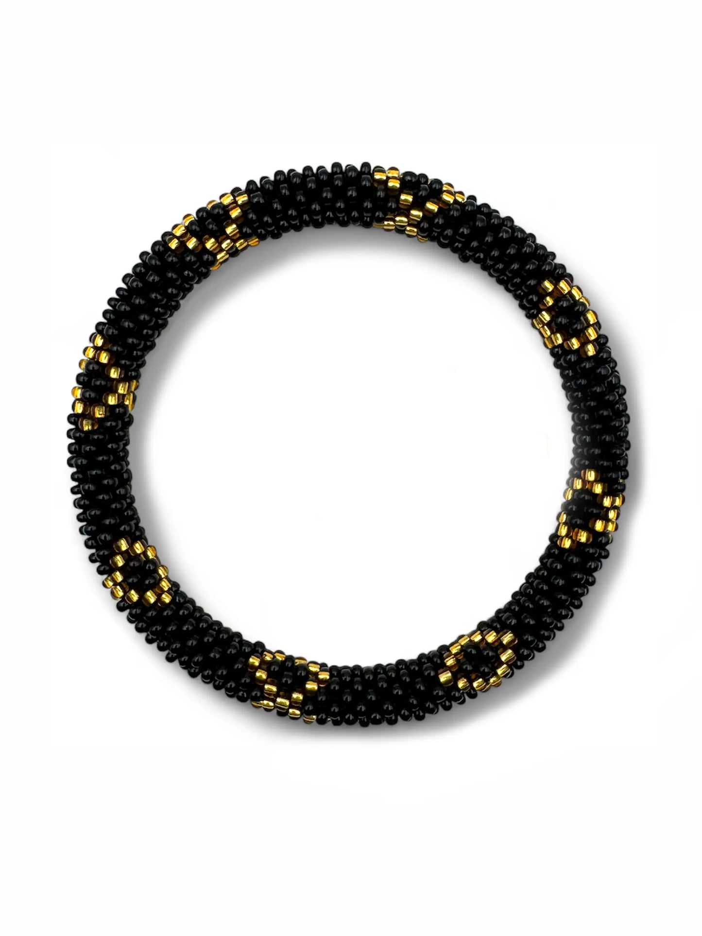 Handcrafted Black & Gold Beaded Bracelet