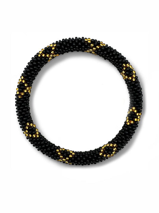 Handcrafted Black & Gold Beaded Bracelet