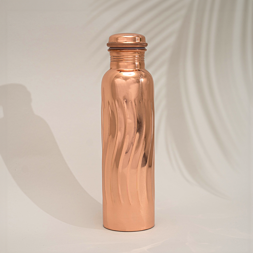 Pure Copper Water Bottle, Smooth Wave