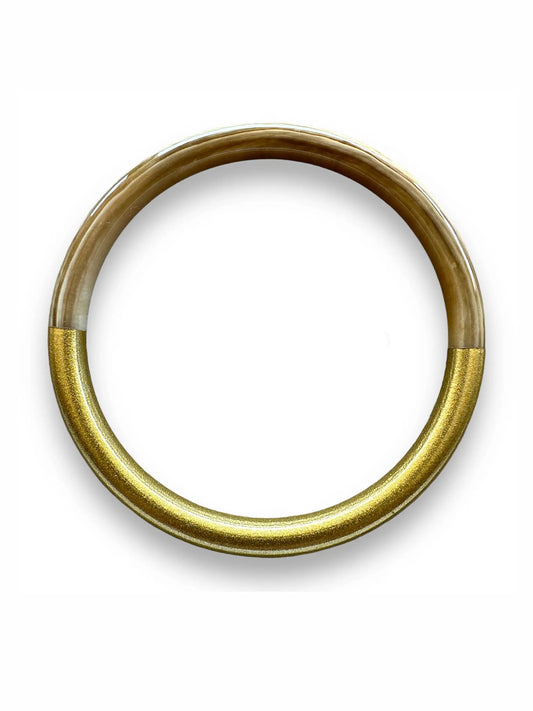 Handmade Buffalo Horn Bangle - Taupe Gold