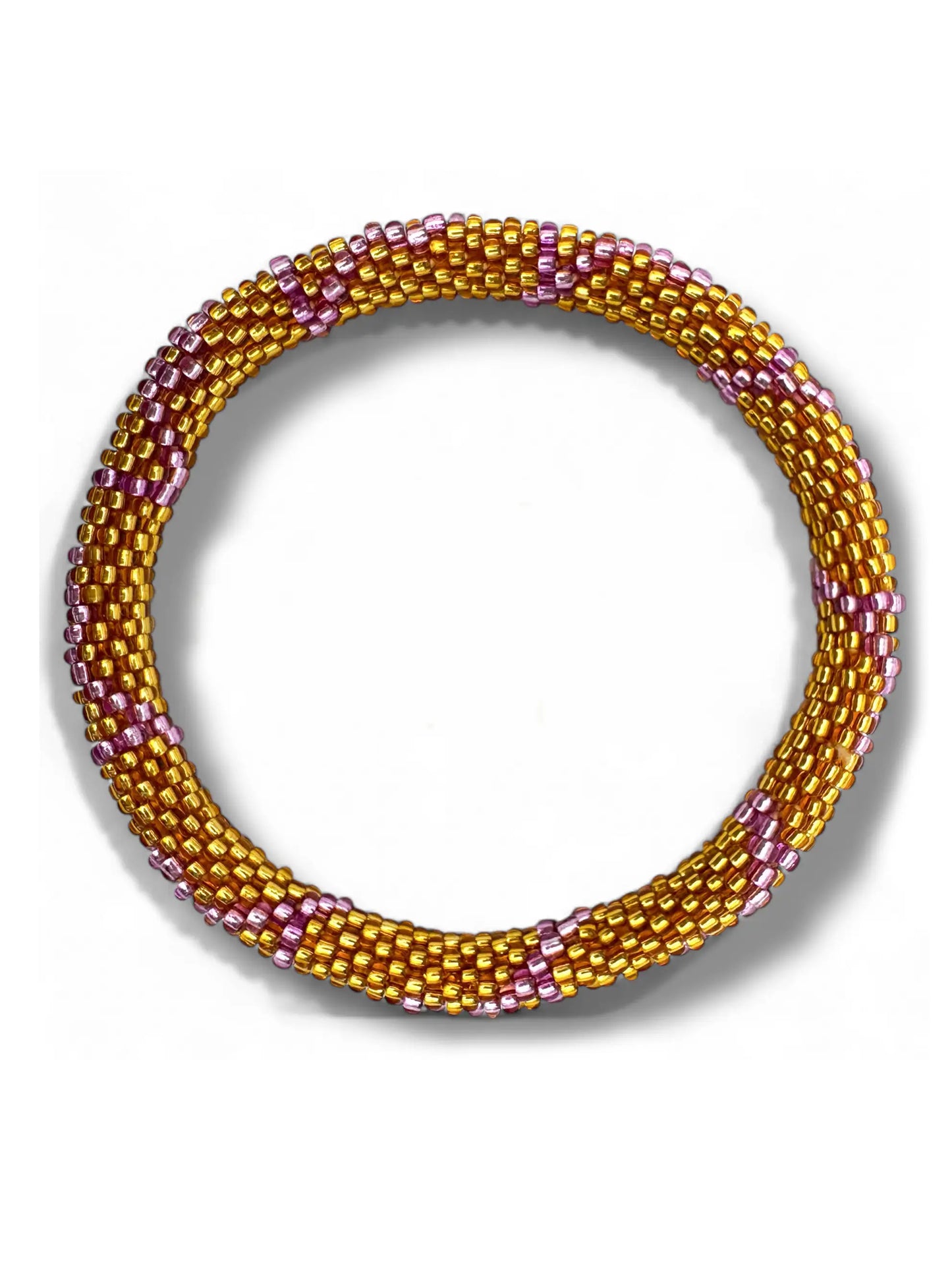 Handcrafted Pink & Gold Beaded Bracelet