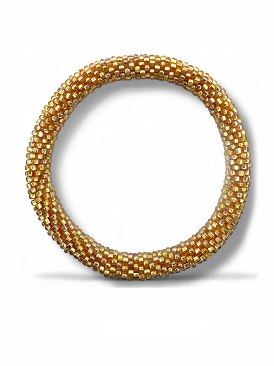 Handcrafted Gold Pink Beaded Bracelet
