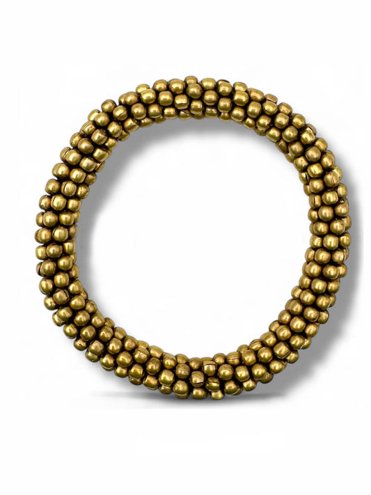 Gold-plated brass bead bracelet
