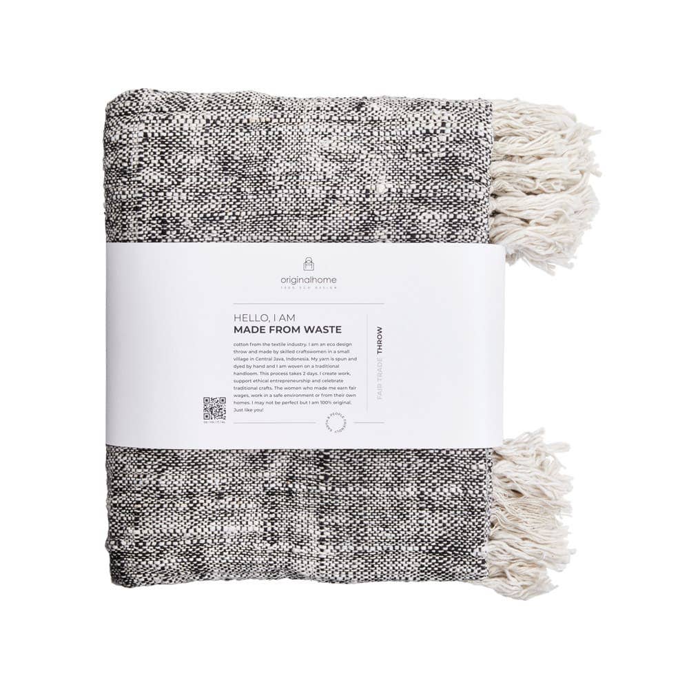 Throw Waste Cotton Black/White