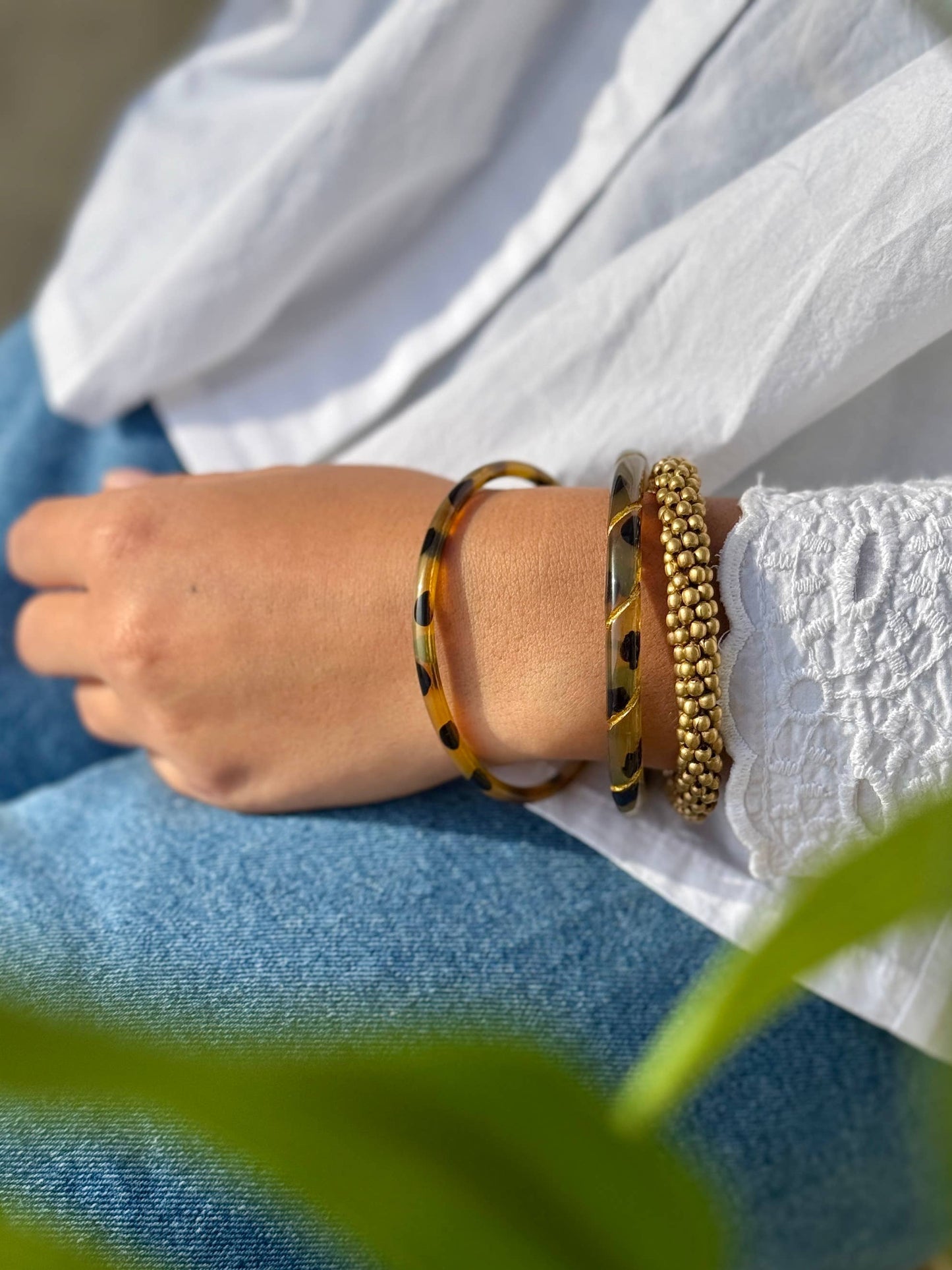 Gold-plated brass bead bracelet