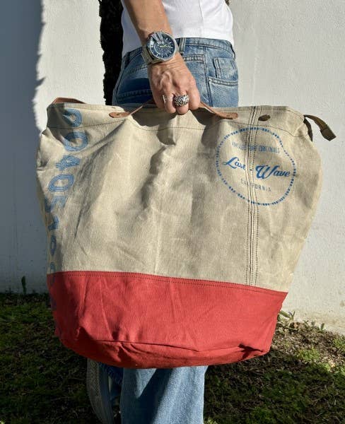 Oversize Vintage Red Canvas Bag