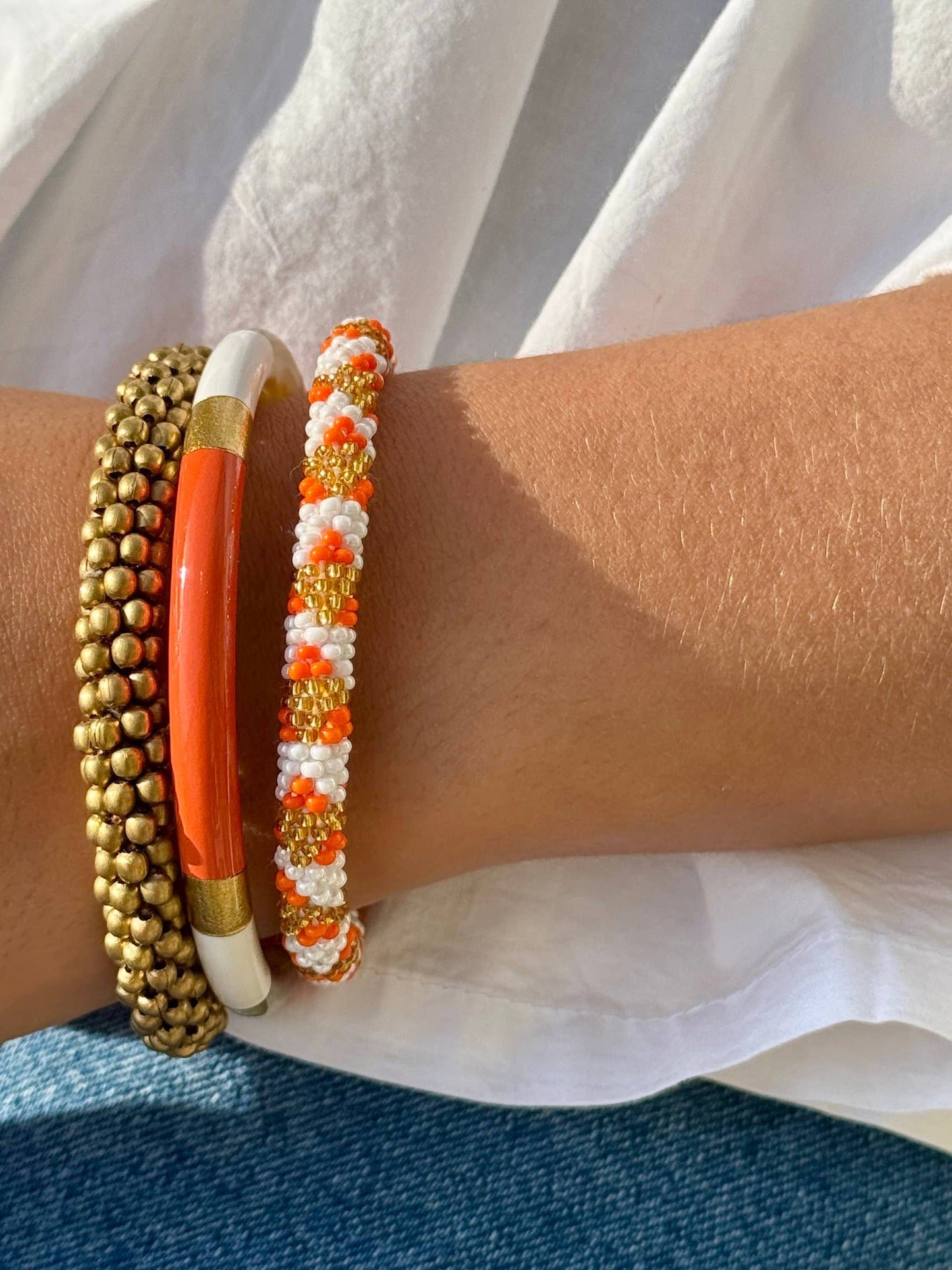 Gold-plated brass bead bracelet