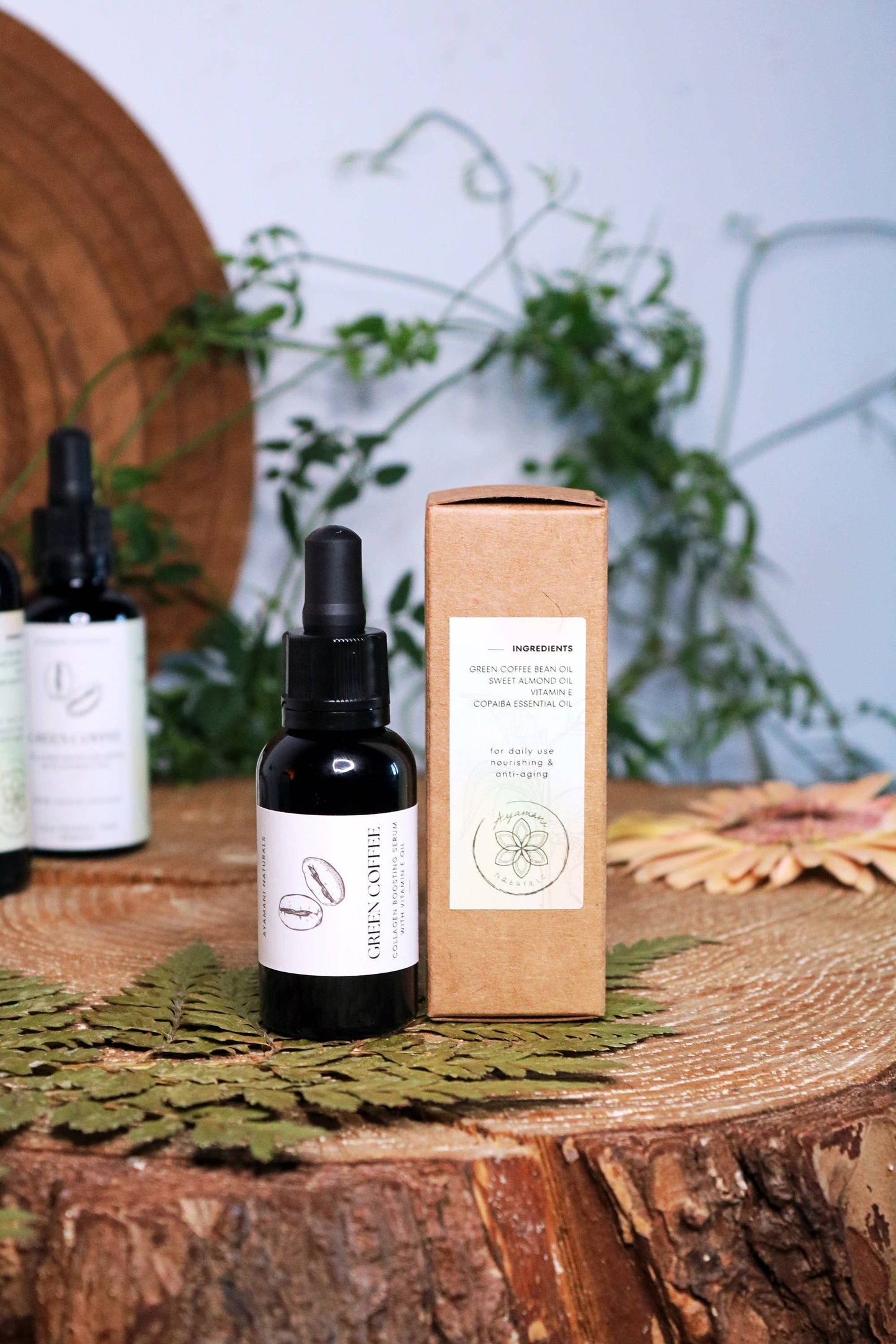 Green Coffee Collagen Boosting Anti Aging Serum with Copaiba, Natural Skincare Oil
