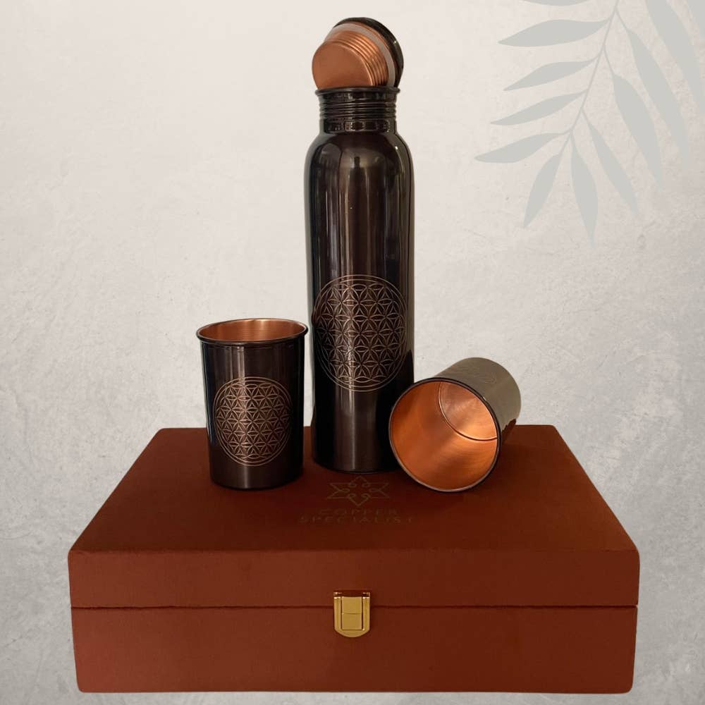 Pure Copper Set with Flower of Life
