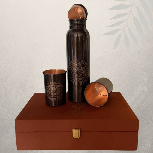Pure Copper Set with Flower of Life