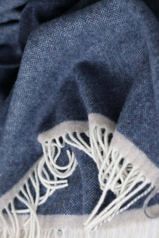 Merino/Cashmere Throw Blanket - MILANO NAVY BLUE