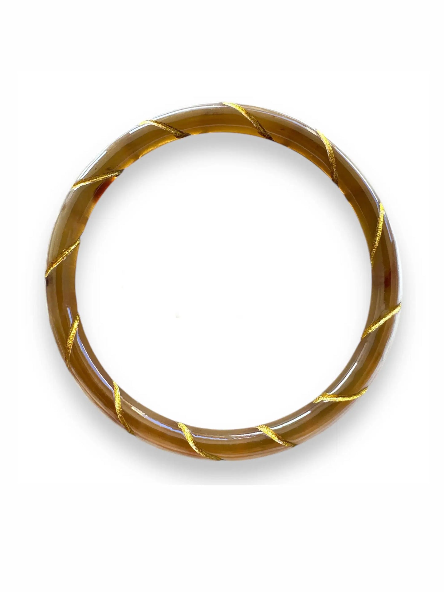 Handmade Buffalo Horn Bangle - Twisted Brown Gold