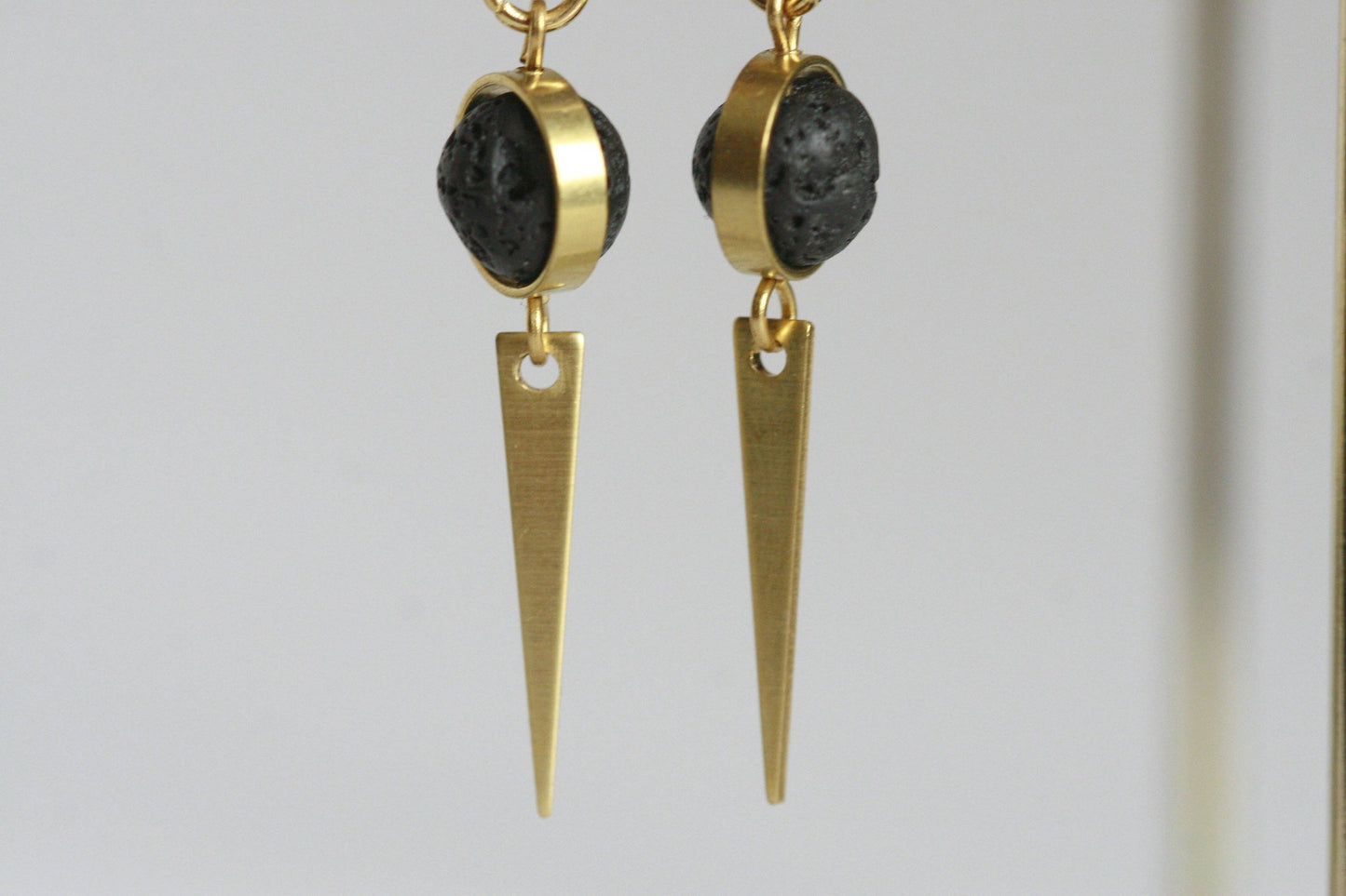 Lava Stone  & Bronze Essential Oil Diffuser Earrings
