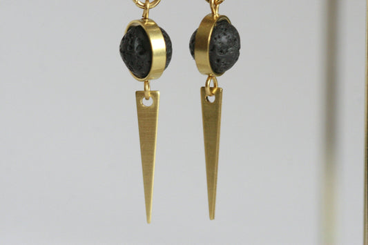 Lava Stone  & Bronze Essential Oil Diffuser Earrings