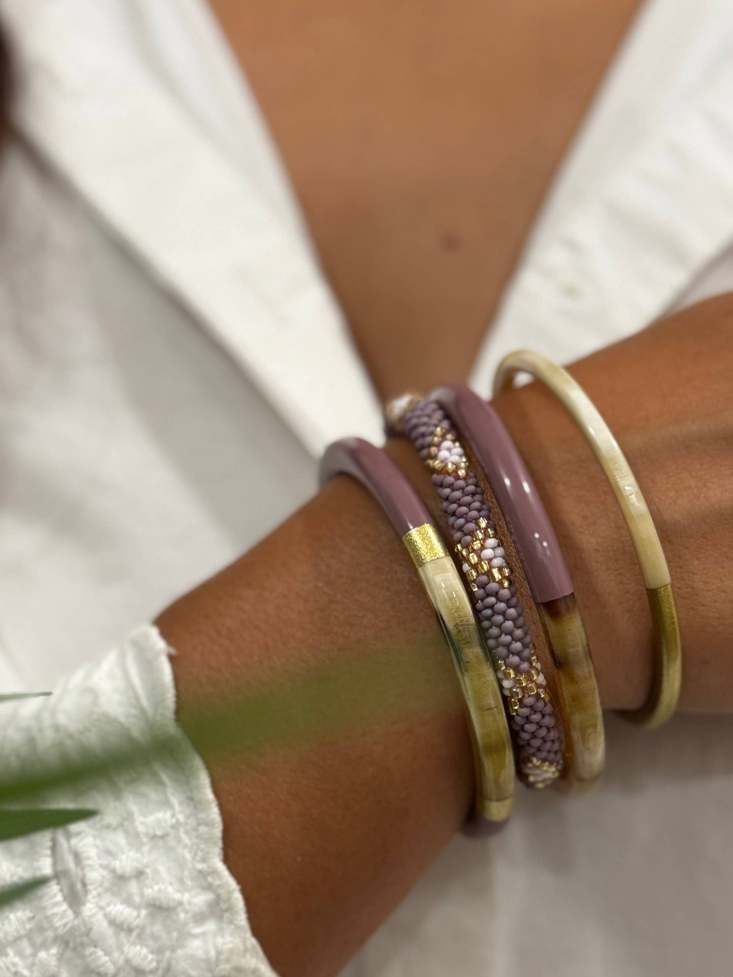 Handcrafted Mauve Beaded Bracelet