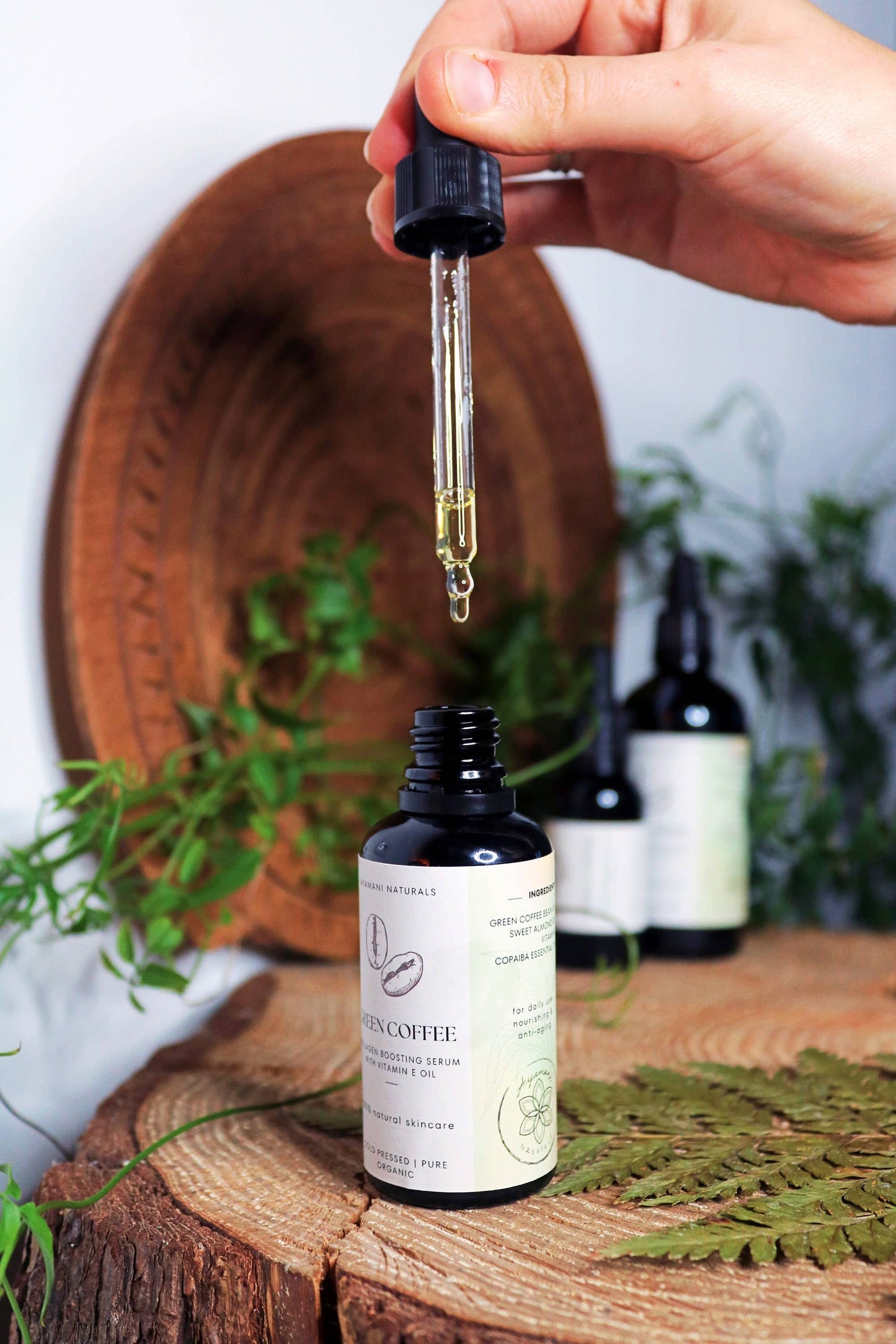 Green Coffee Collagen Boosting Anti Aging Serum with Copaiba, Natural Skincare Oil