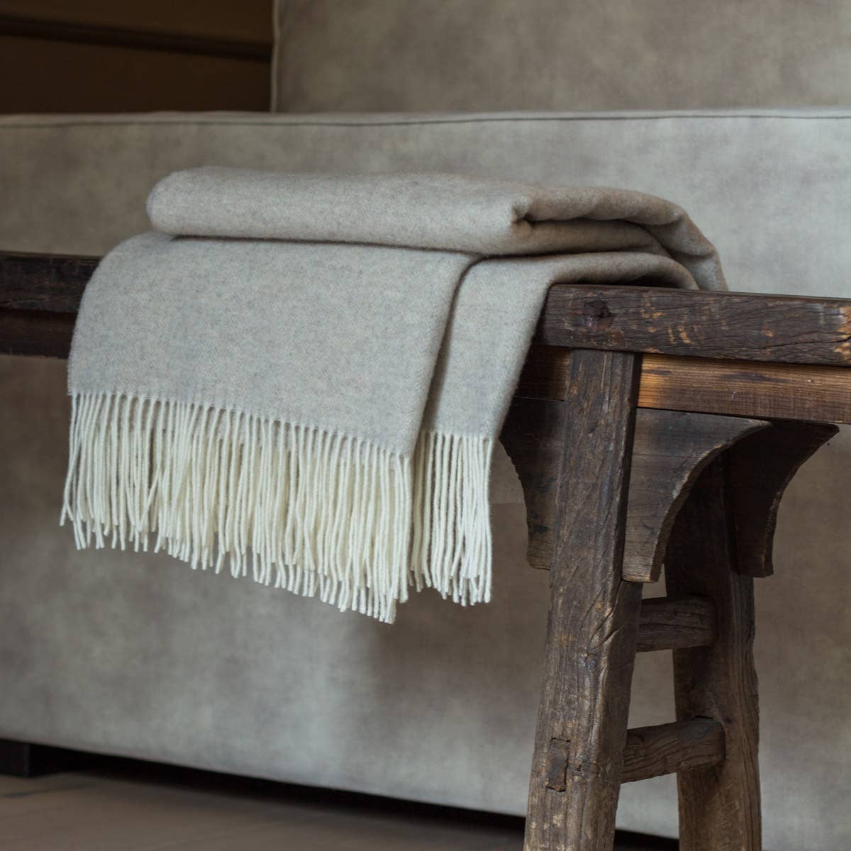Merino/cashmere Throw Blanket MILANO - Beige