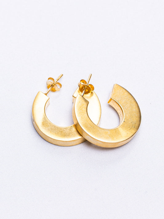 Flat Matte Gold Hoops