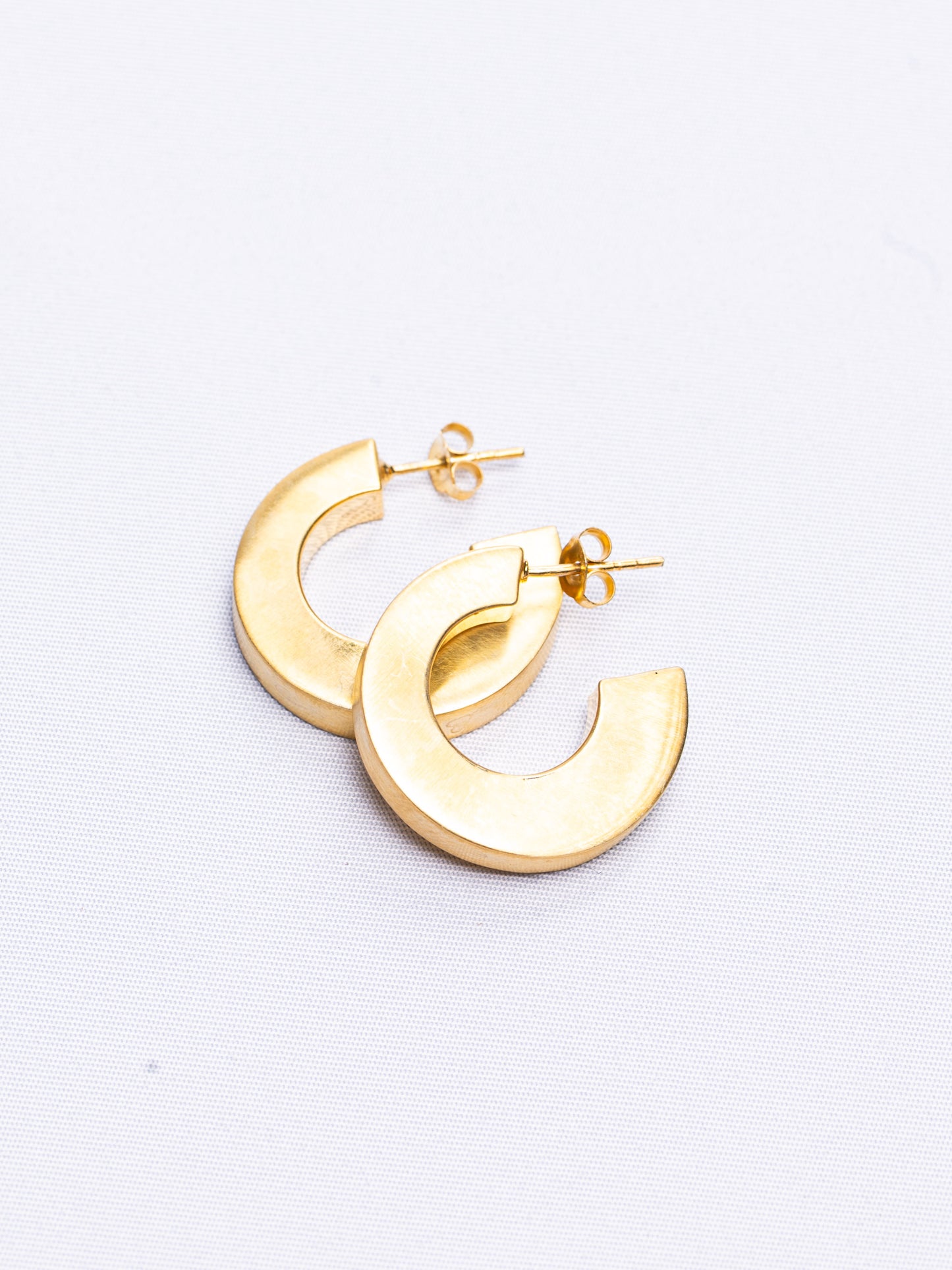 Flat Matte Gold Hoops