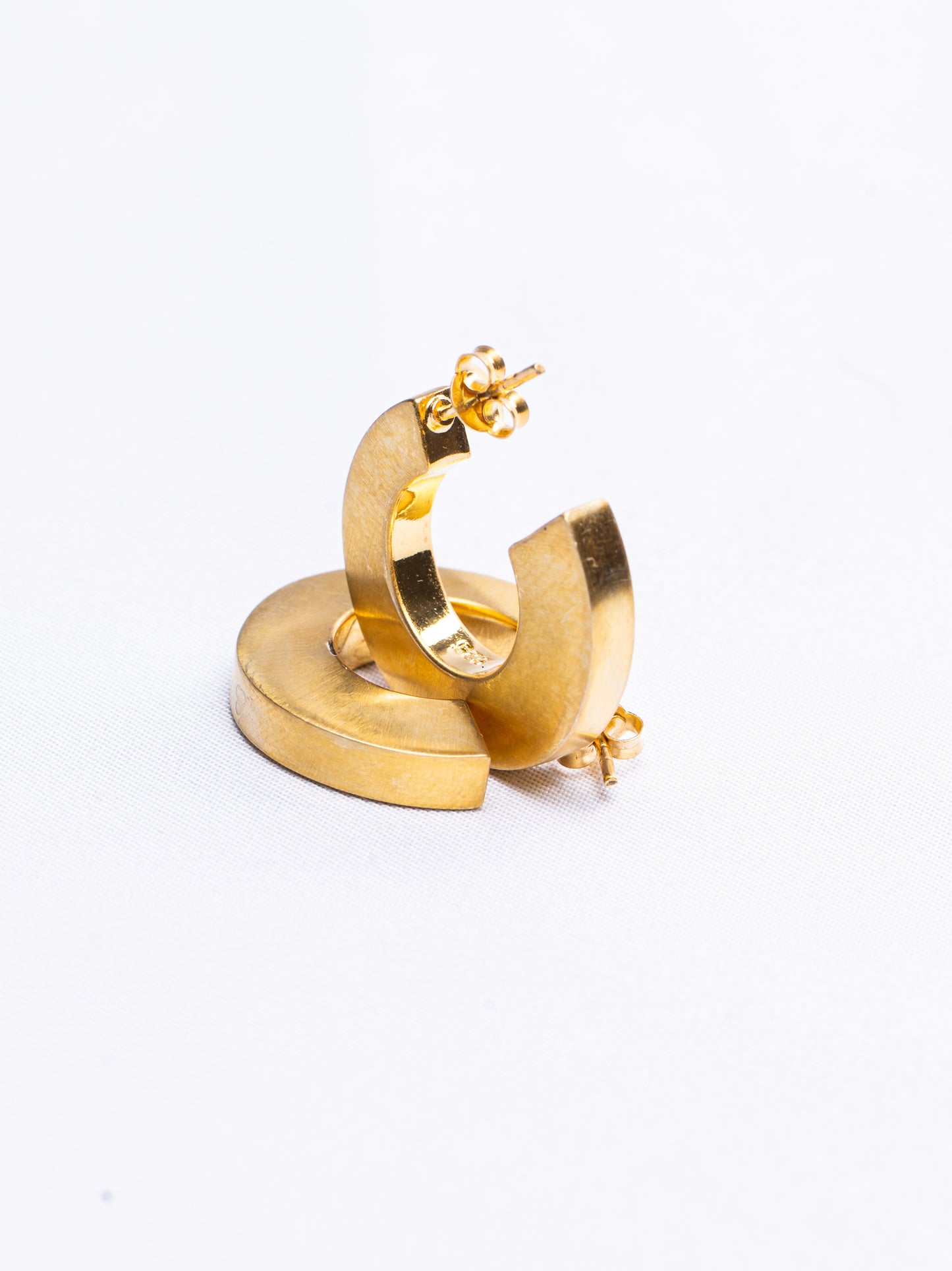 Flat Matte Gold Hoops
