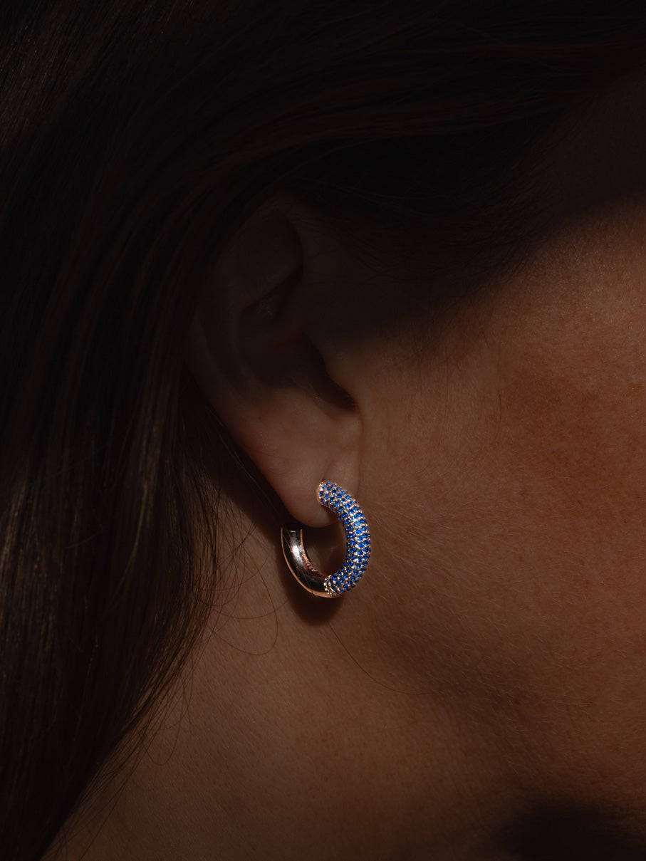 Silver Sapphire Hoops