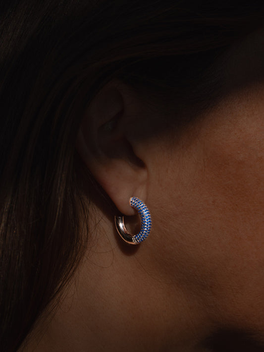 Silver Sapphire Hoops