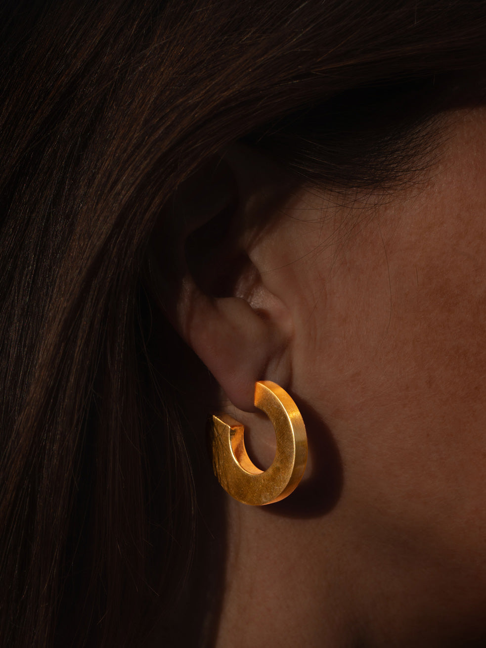 Flat Matte Gold Hoops