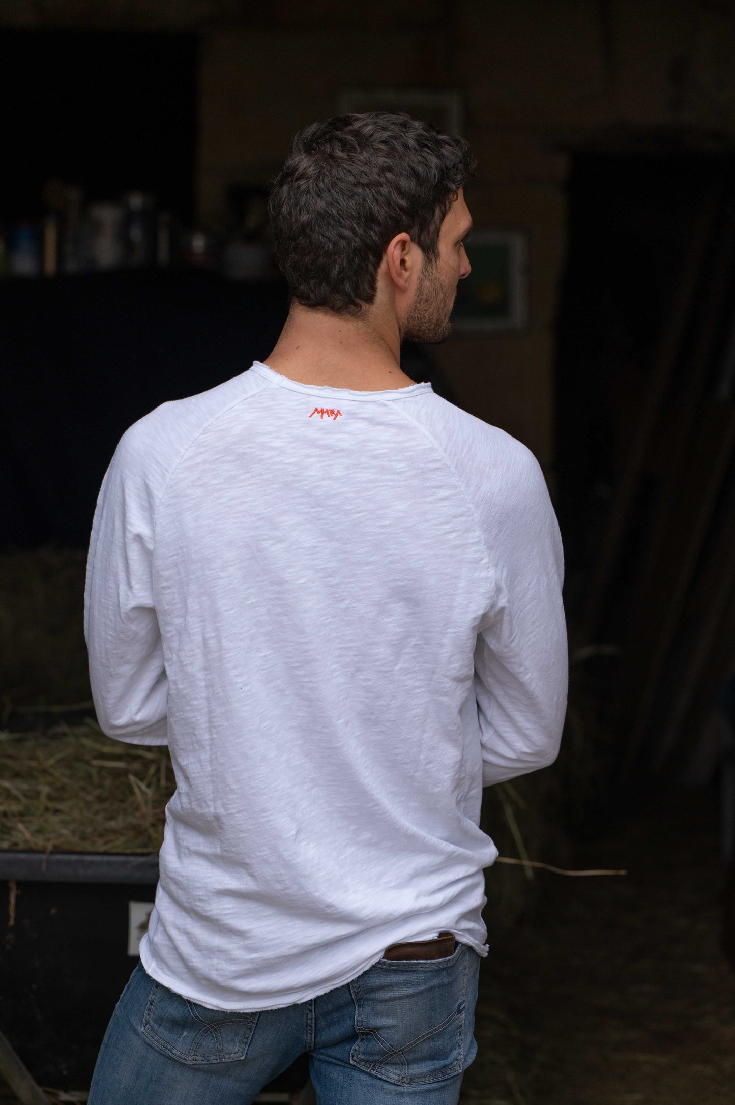 White Crew Neck Longsleeve Men by Mara