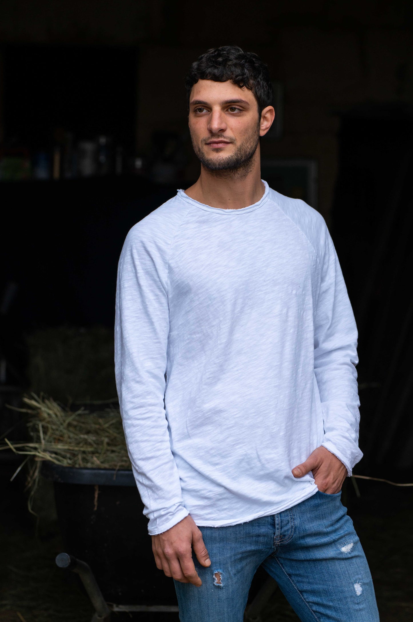 White Crew Neck Longsleeve Men by Mara
