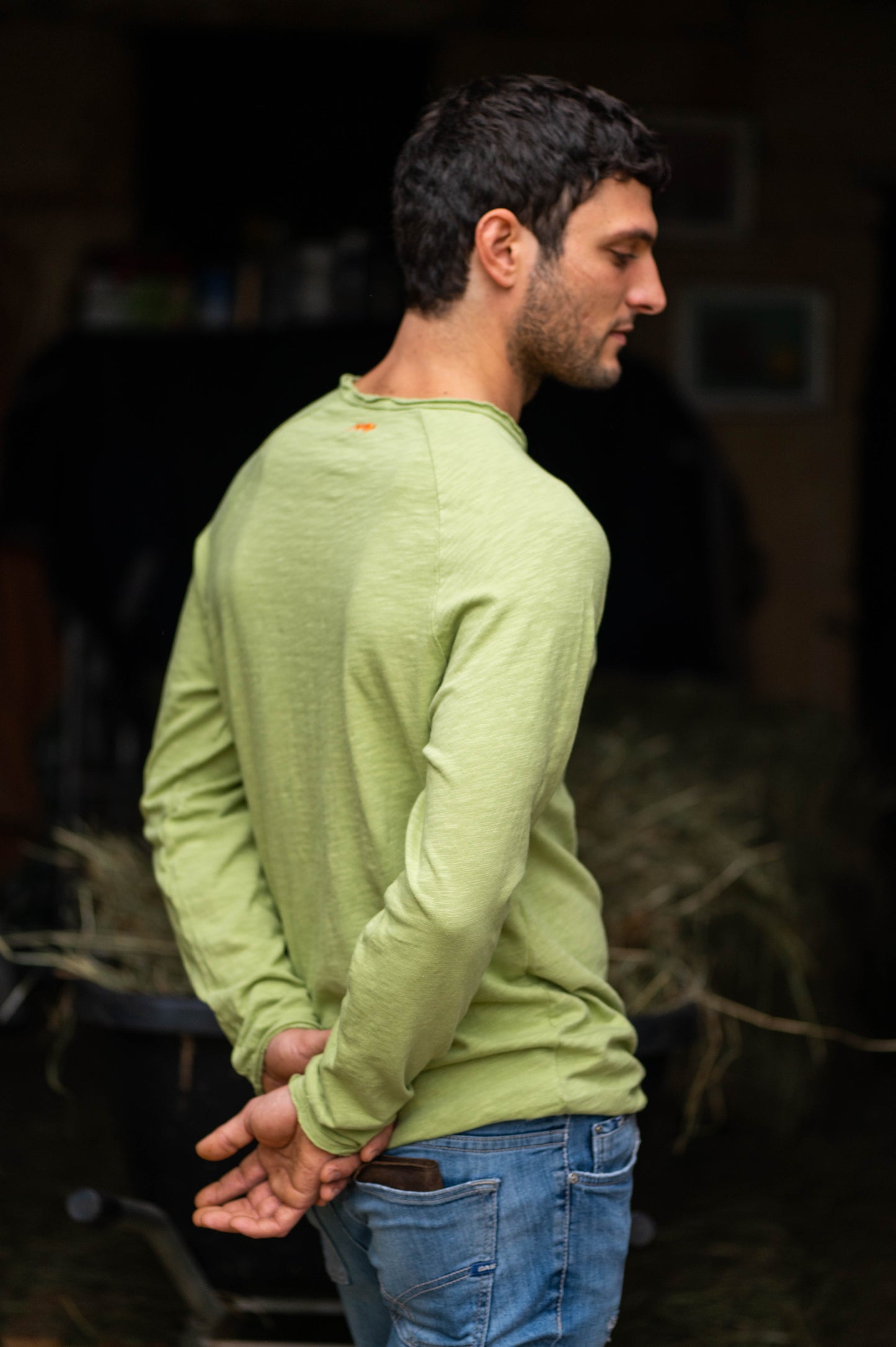 Green Crew Neck Longsleeve Men by Mara