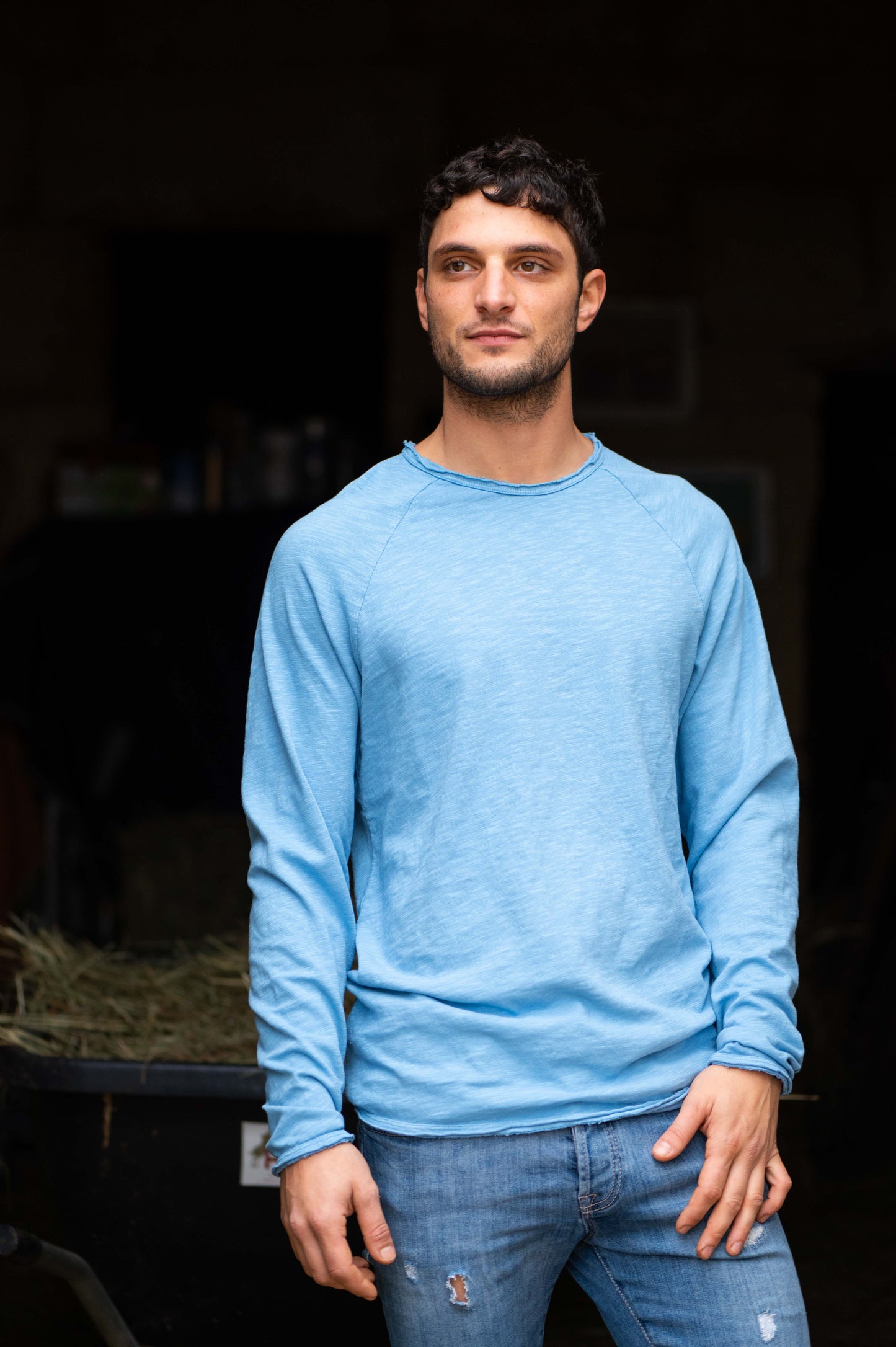 Blue Crew Neck Longsleeve Men by Mara