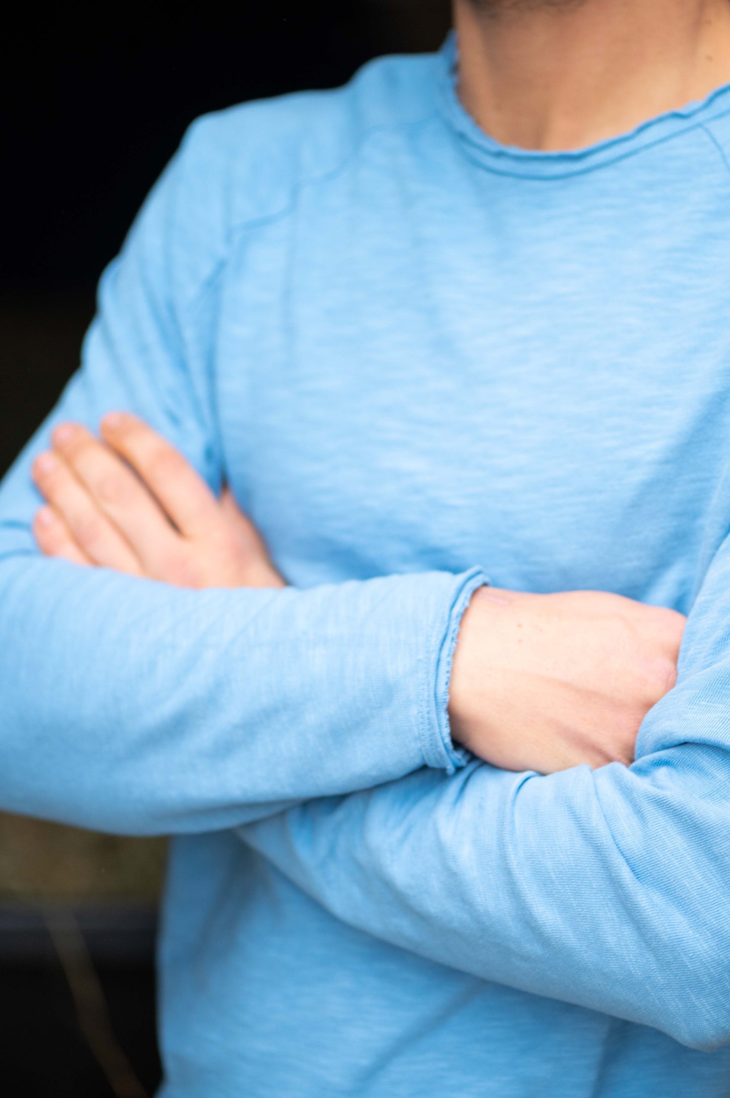 Blue Crew Neck Longsleeve Men by Mara