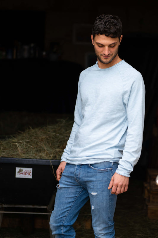 Light Blue Crew Neck Longsleeve Men by Mara